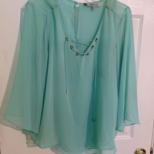 Mint green flowy top